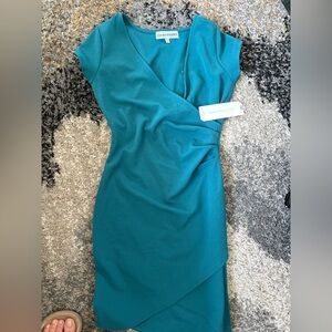 Elegant Teal Wrap Dress